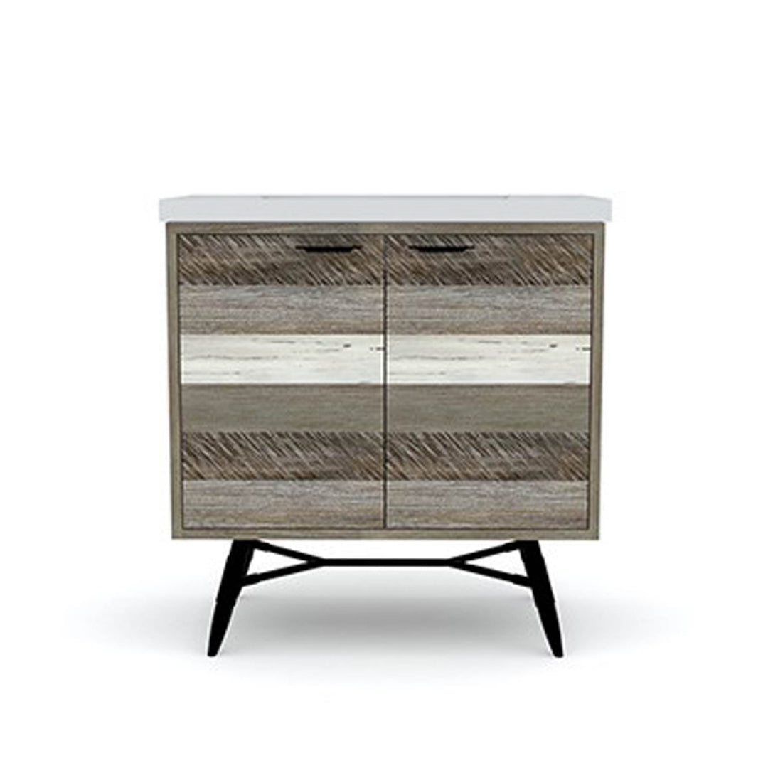 Metro Havana Vanity W31 inch in Solid Acacia Wood and Metal with White Basin