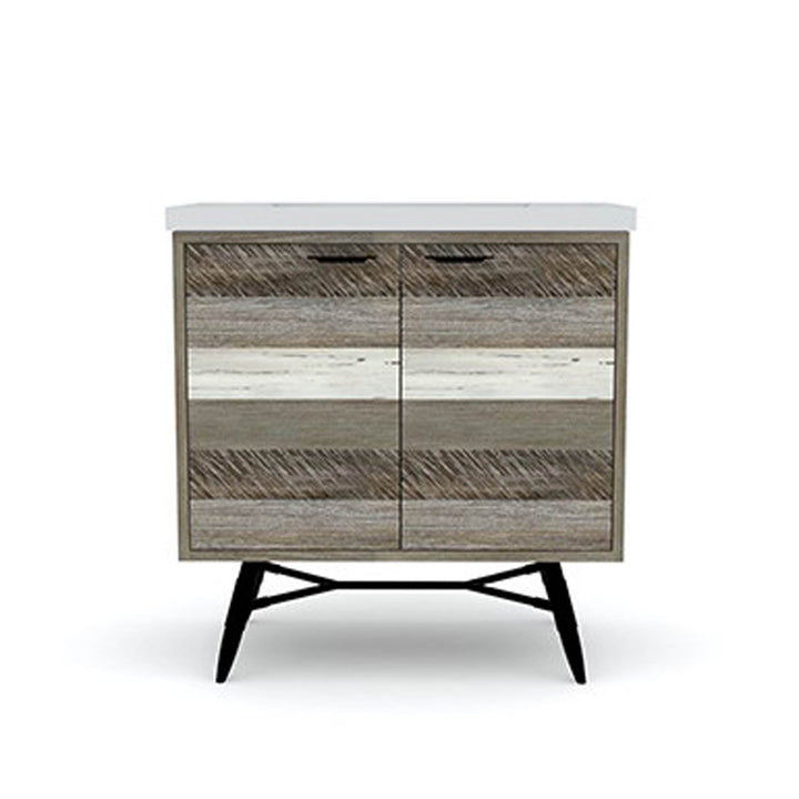 Metro Havana Vanity W31 inch in Solid Acacia Wood and Metal with White Basin