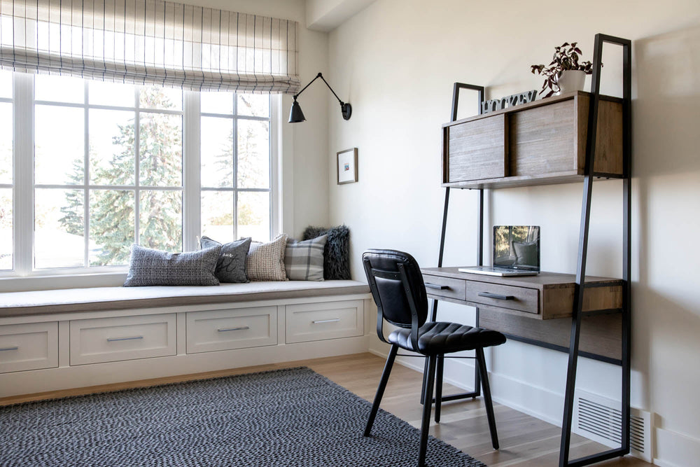 light brown industrial modular desk