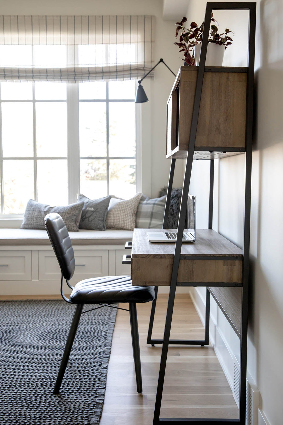 light brown industrial modular desk