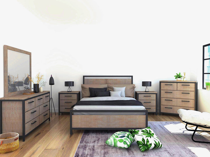 light brown industrial 5 drawer chest