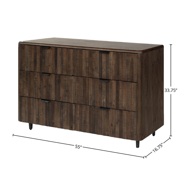 Lineo 6 Drawer Dresser - Burnt Oak