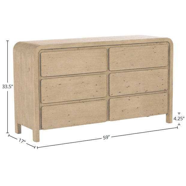 Opera 6 Drawer Dresser - Scrubbed Teak