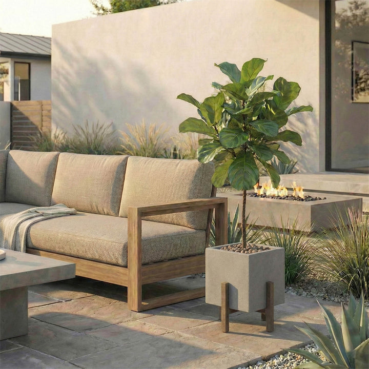 Patio Square Standing Pot - Natural Stone