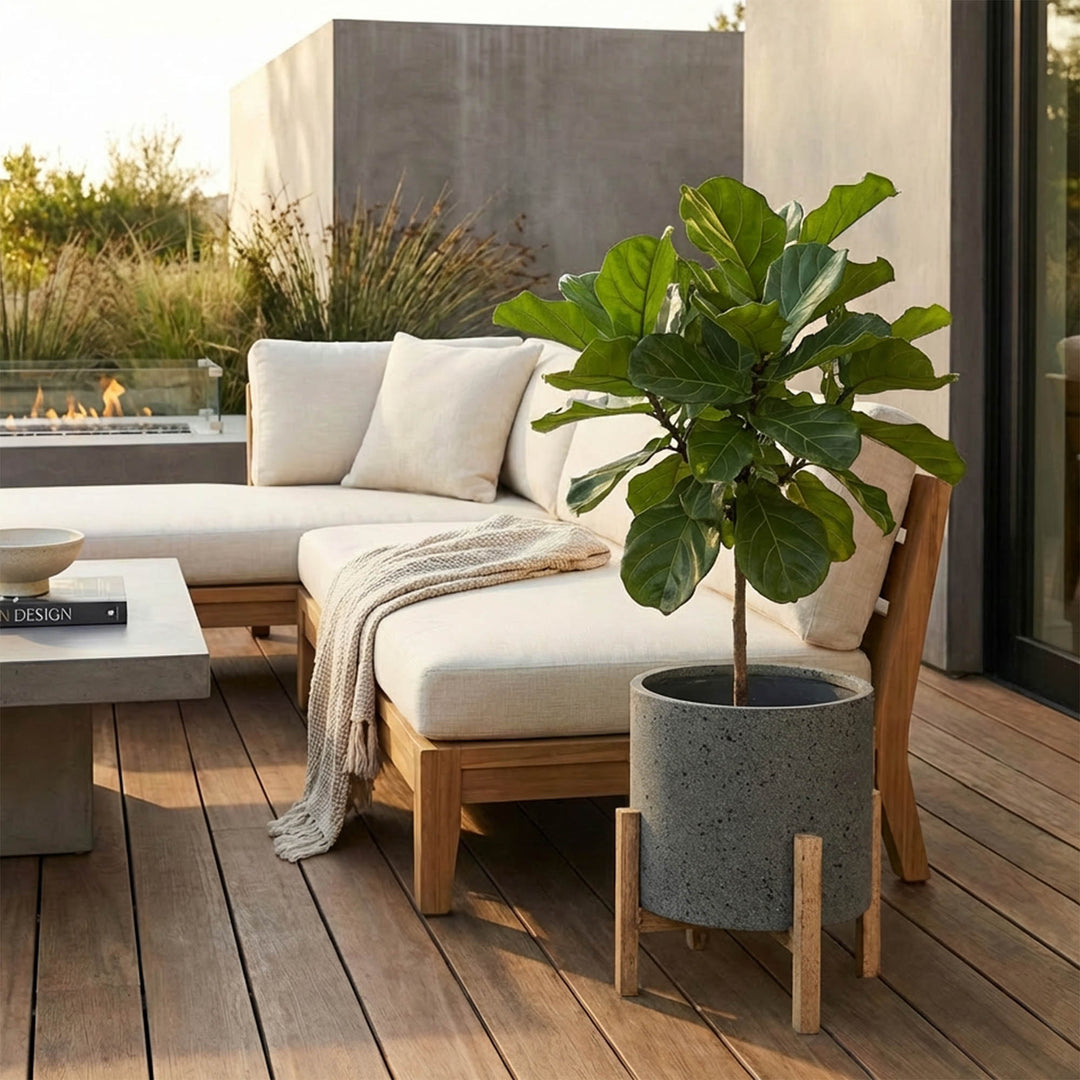 Patio Round Standing Pot - Grey Stone