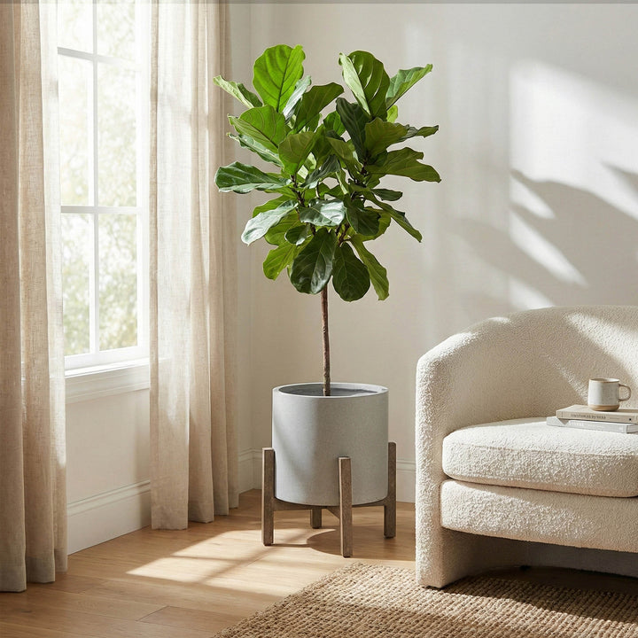 Patio Round Standing Pot - Natural Stone