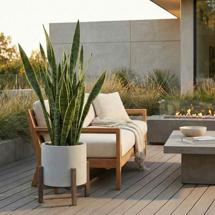 Patio Round Standing Pot - Natural Stone