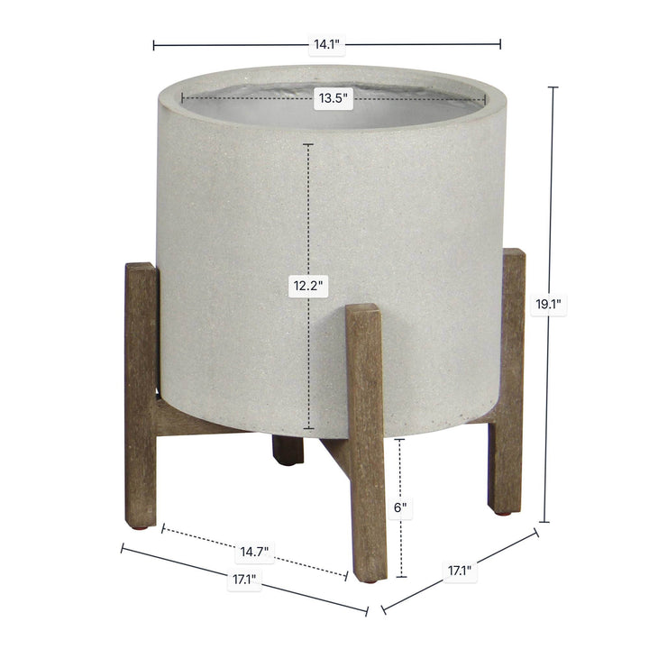 Patio Round Standing Pot - Natural Stone