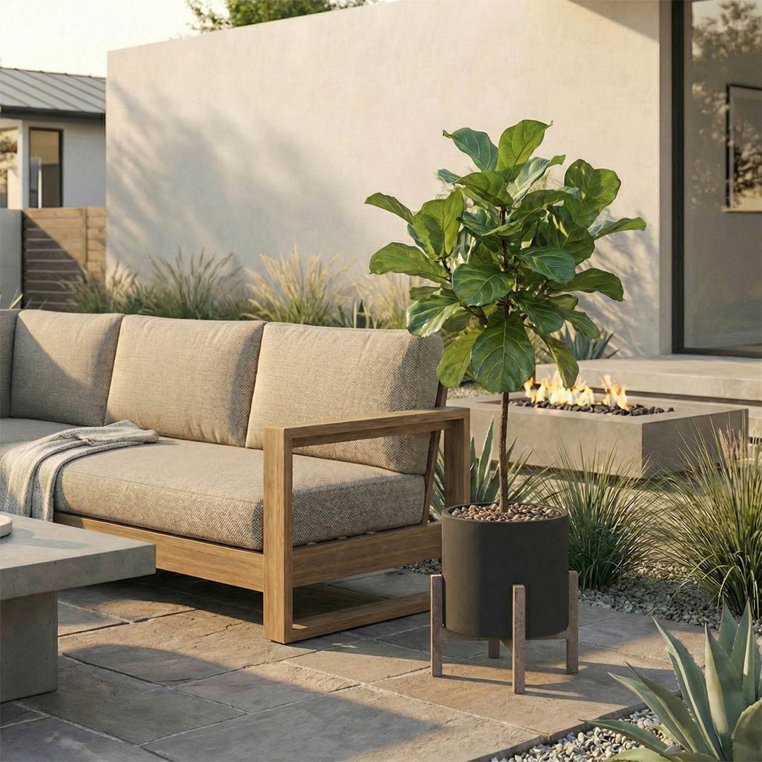 Patio Round Standing Pot Small - Black Stone