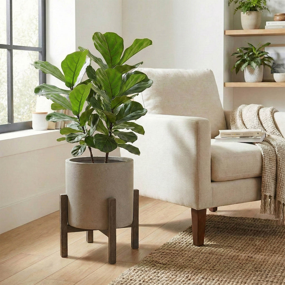 Patio Round Standing Pot Small - Brown Stone