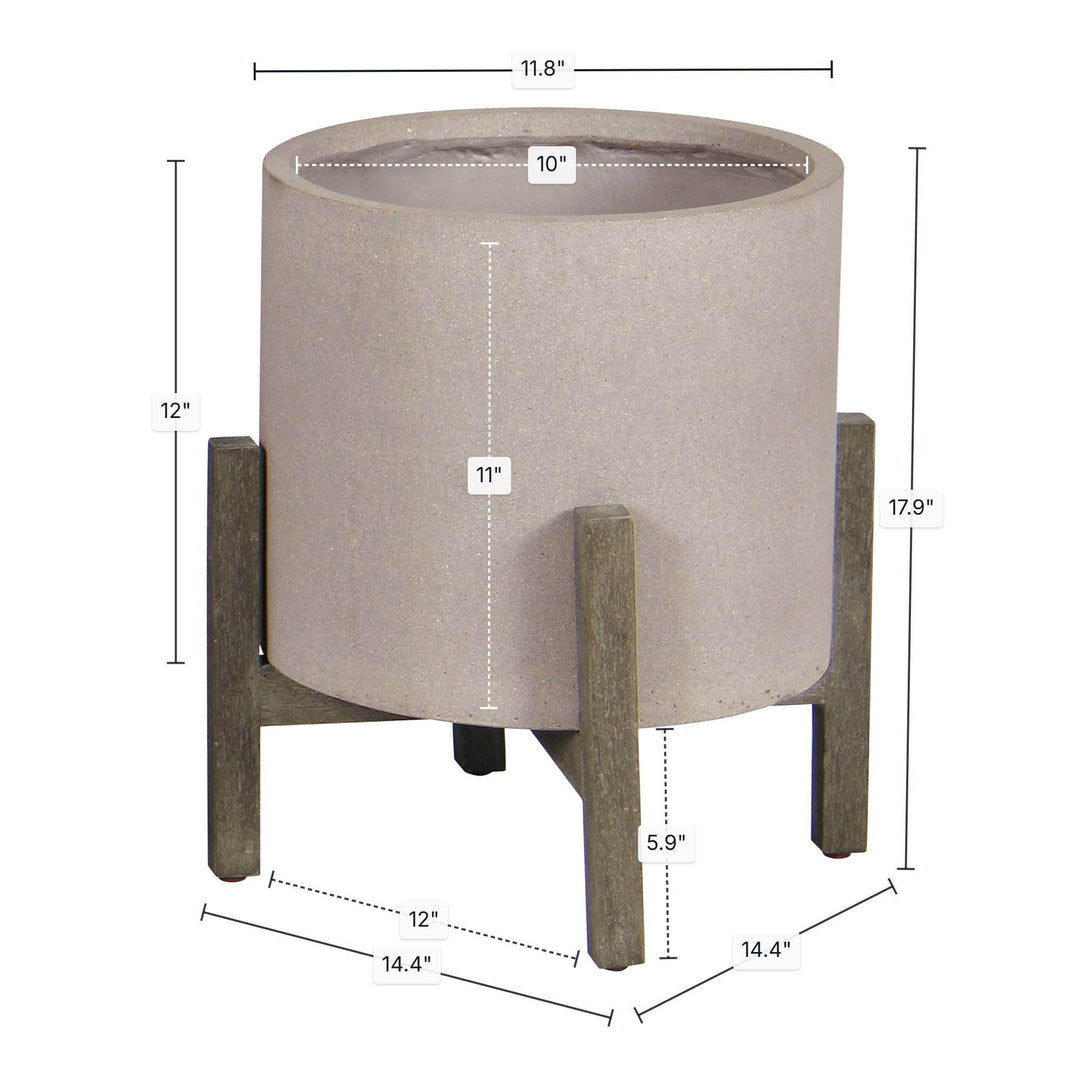 Patio Round Standing Pot Small - Brown Stone