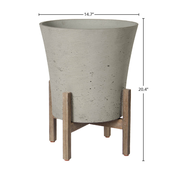 Patio Tapered Large Standing Pot - Cement Grey