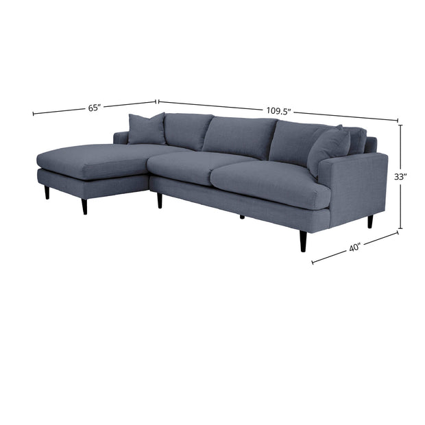 Martha Left Sectional Sofa - Beach Indigo