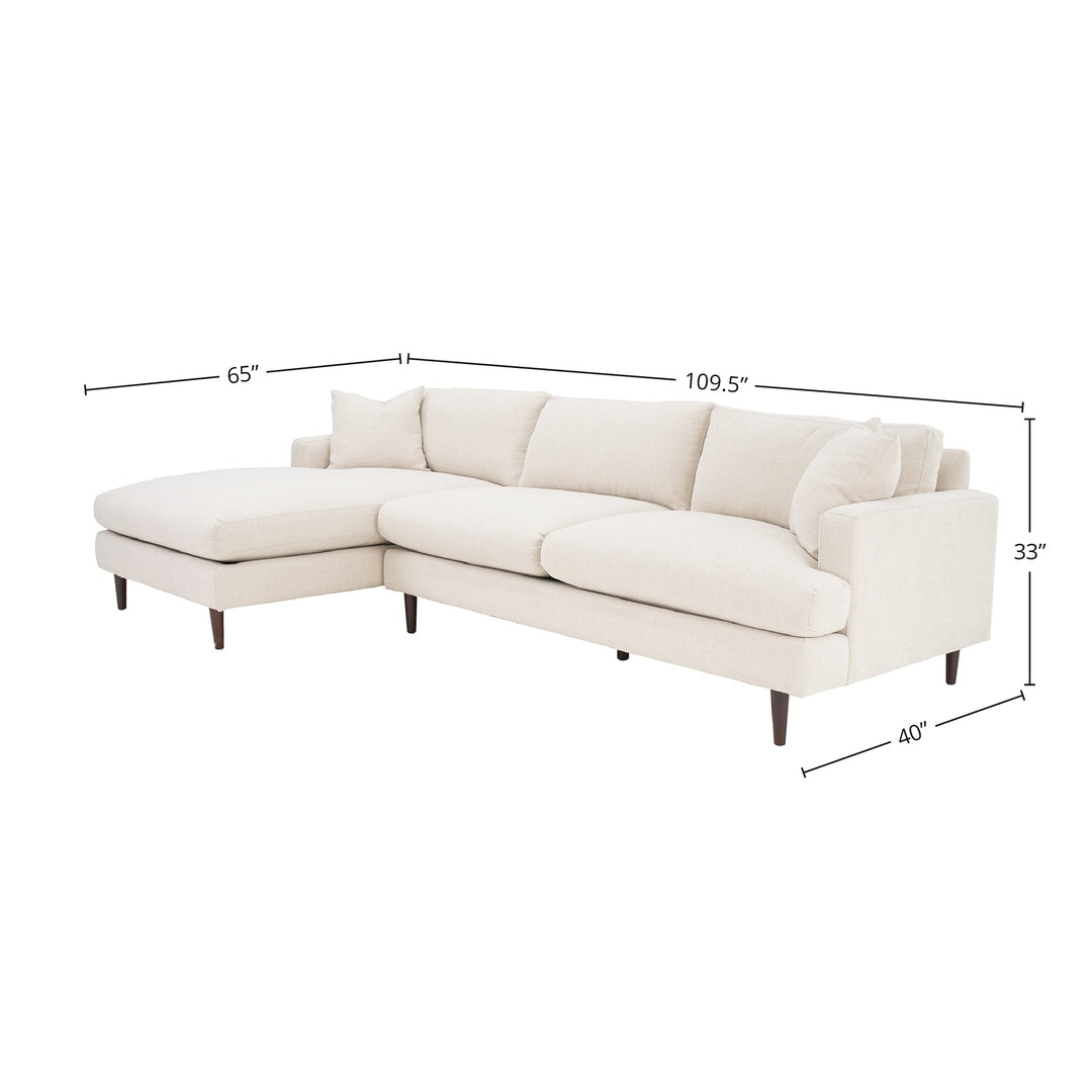 Martha Left Sectional Sofa - Beach Snow White