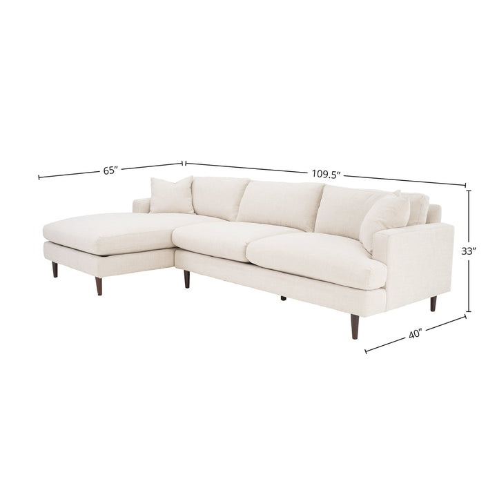 Martha Left Sectional Sofa - Beach Snow White