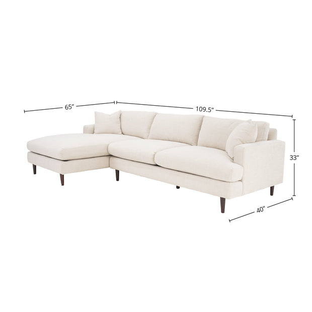 Martha Left Sectional Sofa - Beach Snow White