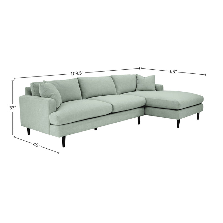 Martha Right Sectional Sofa - Beach Seaglass