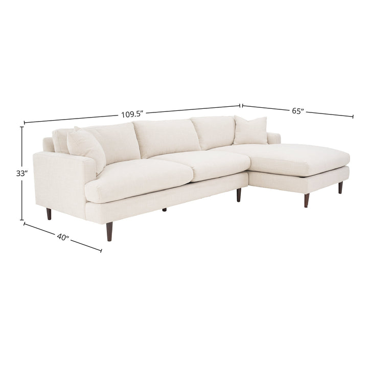 Martha Right Sectional Sofa - Beach Snow White