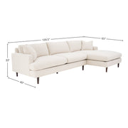 Martha Right Sectional Sofa - Beach Snow White