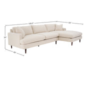 Martha Right Sectional Sofa - Beach Alabaster