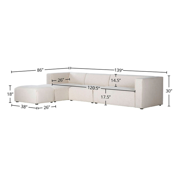 Premium Left Modular Sectional w/ Ottoman