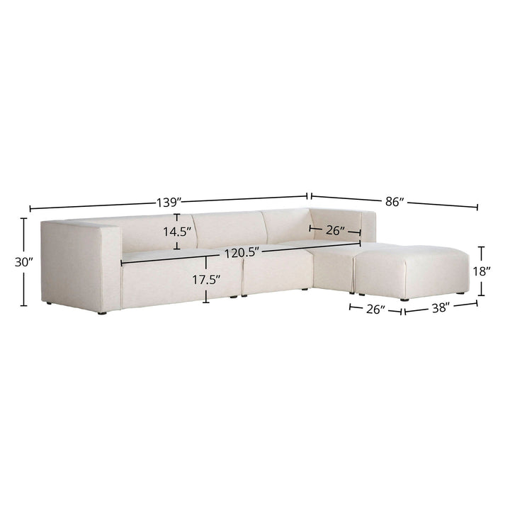 Premium Right Modular Sectional w/ Ottoman