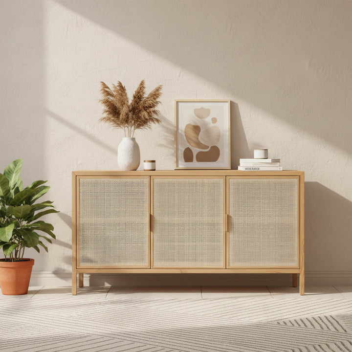Rattan 3 Door Sideboard - Natural - Colour Variance from RAT004B-N