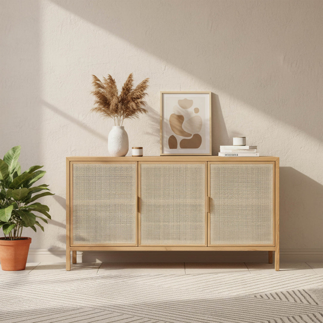Rattan 3 Door Sideboard - Natural