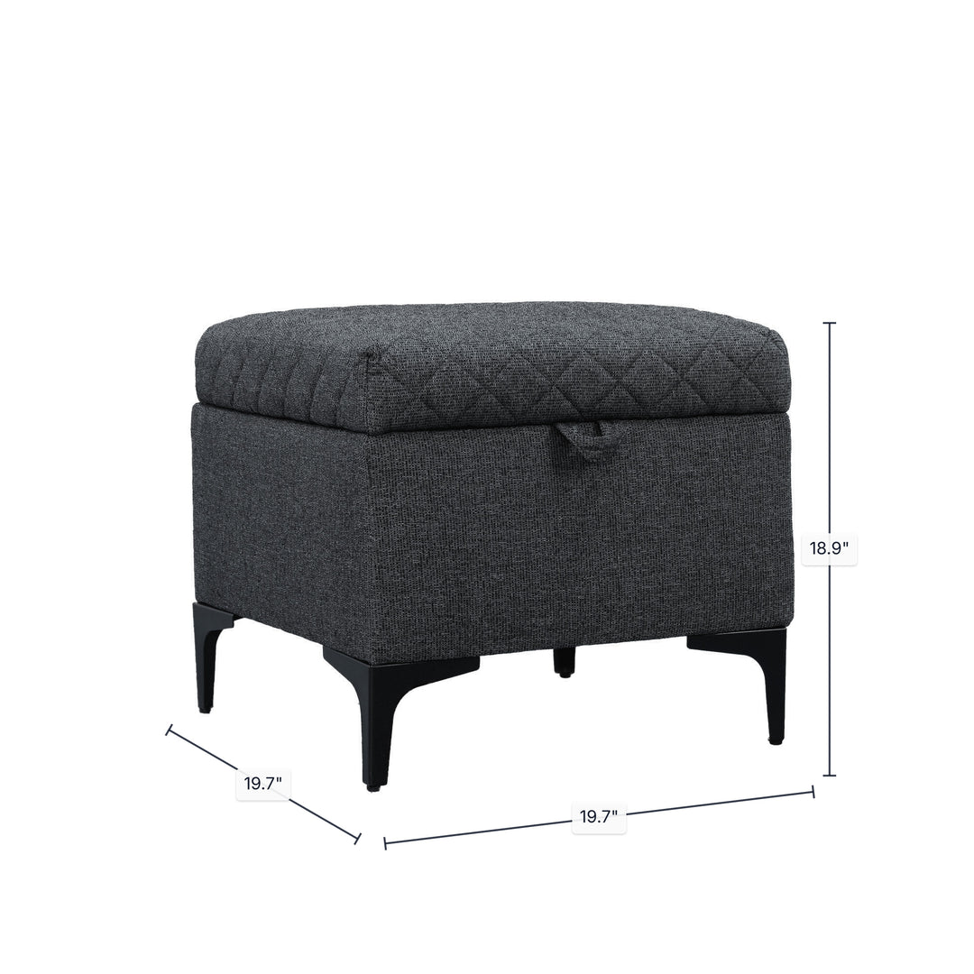 Reece Storage Ottoman - Charcoal Grey