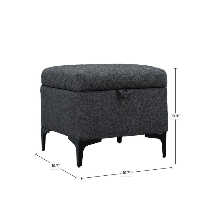 Reece Storage Ottoman - Charcoal Grey