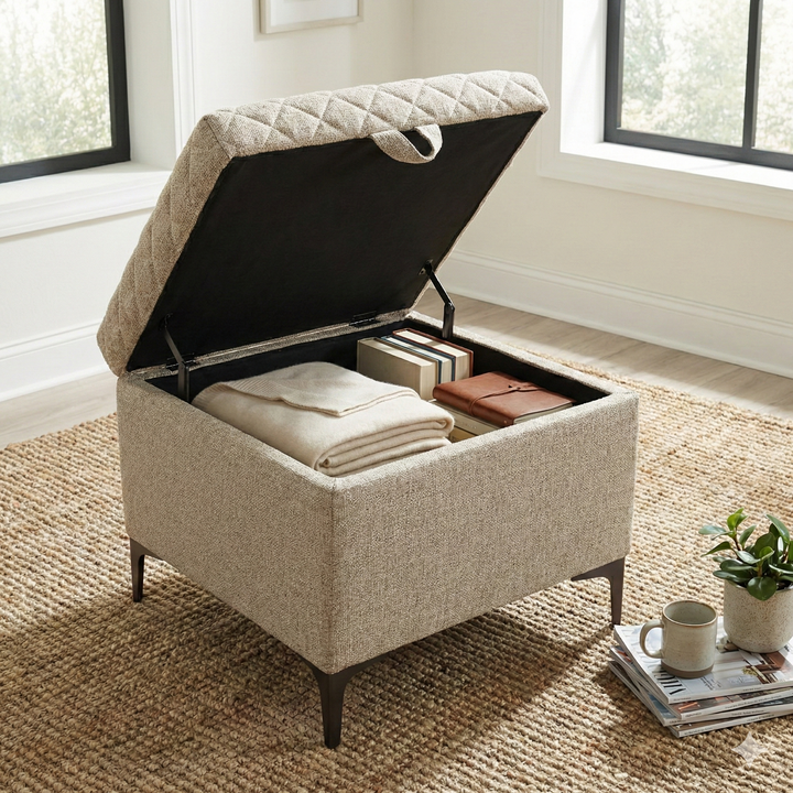 Reece Storage Ottoman - Tan