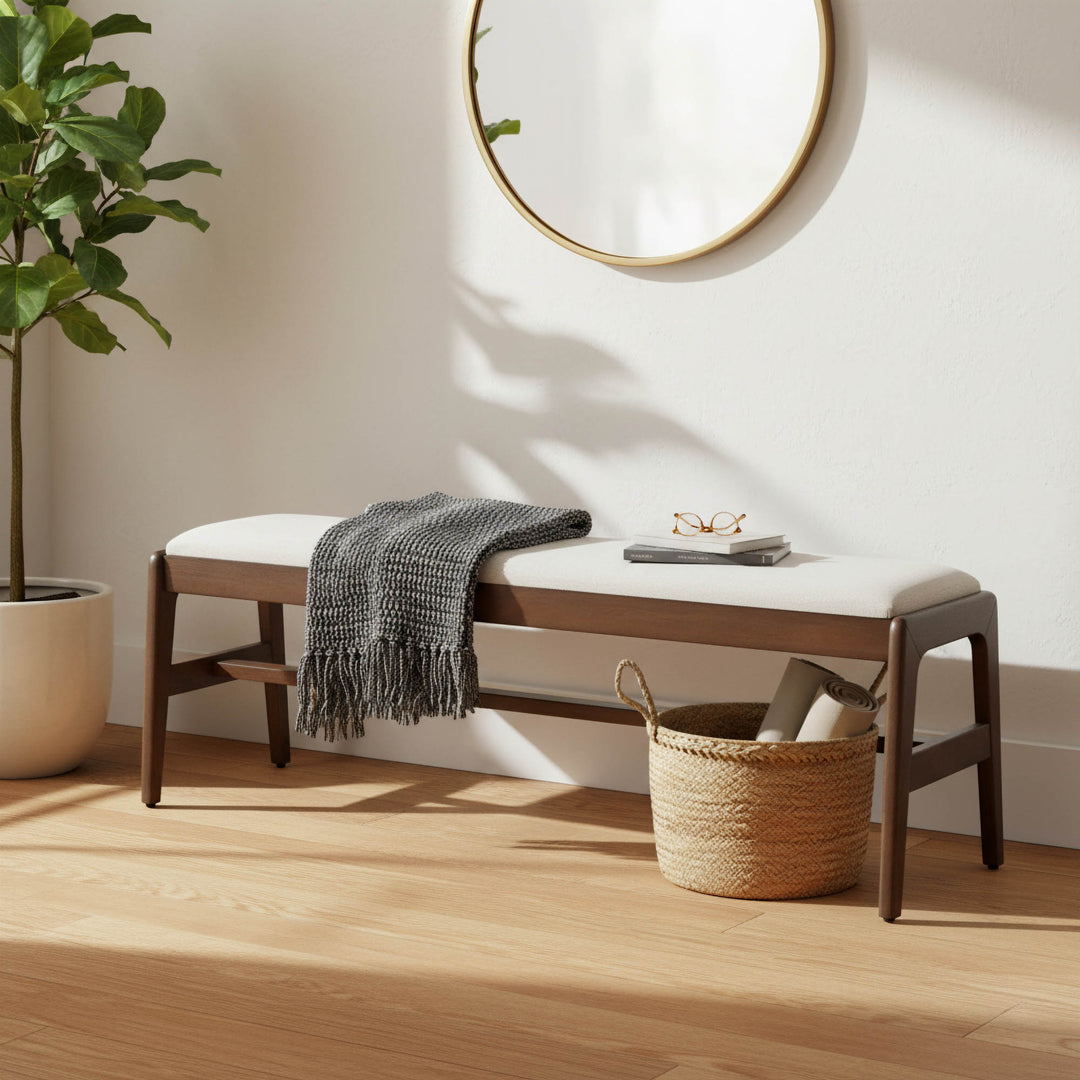 Remix Upholstered Bench - Cream