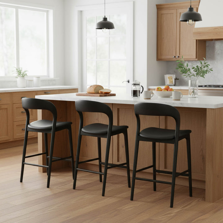 Rotondo Counter Stool - Black Frame w/ PU Seat