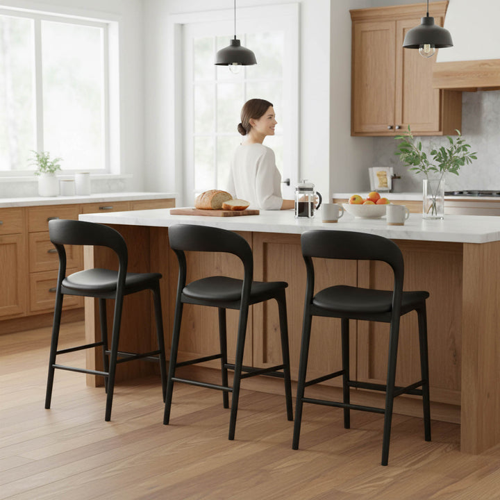 Rotondo Counter Stool - Black Frame w/ PU Seat