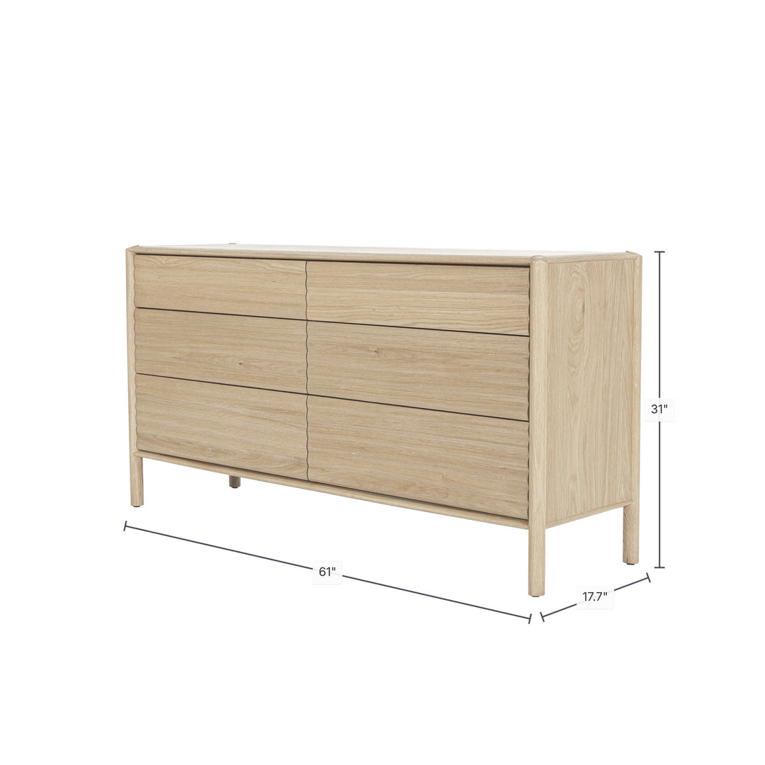 Runway 6 Drawer Dresser - Light Oak
