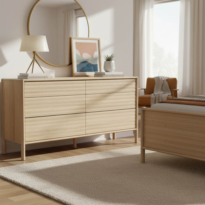 Runway 6 Drawer Dresser - Light Oak