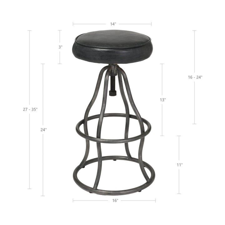Bowie Stool - Black Leather
