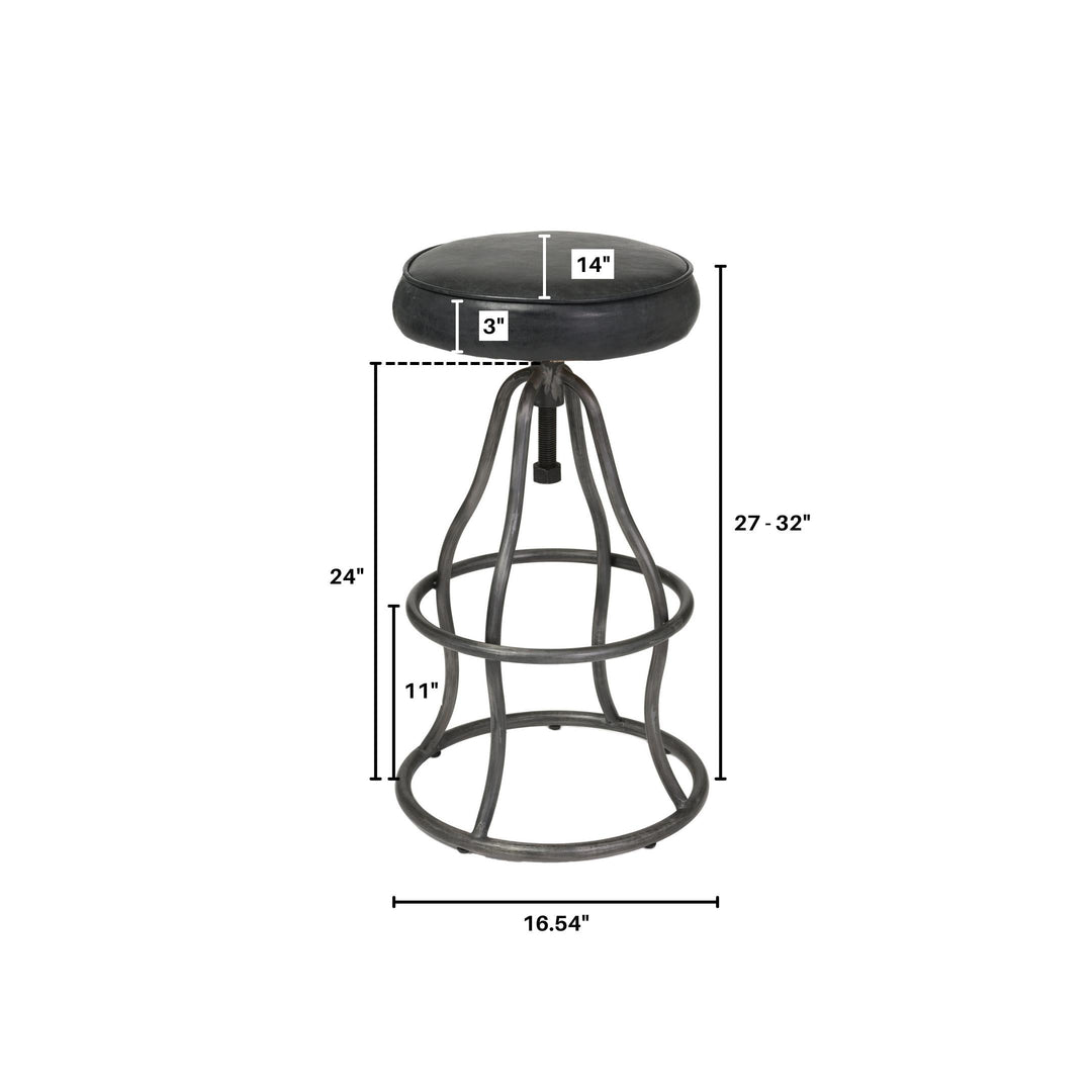 Bowie Stool - Black Leather