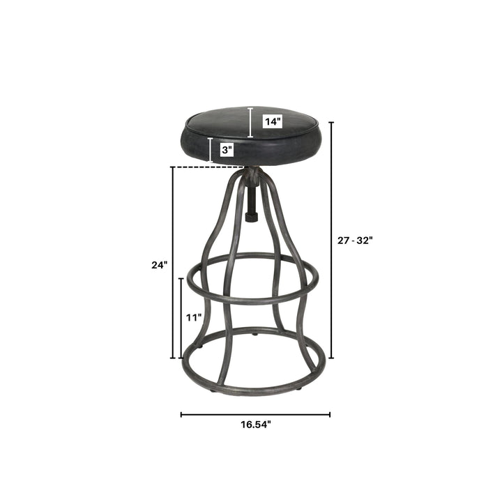 Bowie Stool - Black Leather