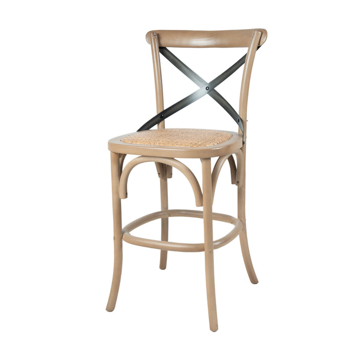 Cross Back Fixed Counter Stool - Sundried
