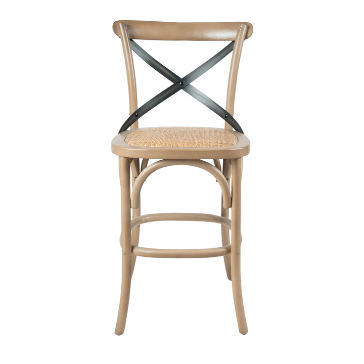 Cross Back Fixed Counter Stool - Sundried