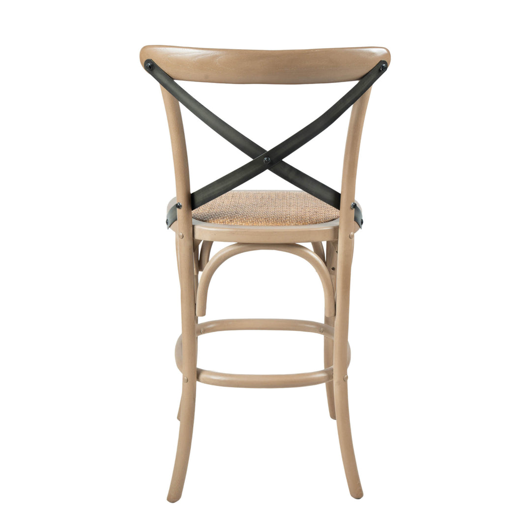 Cross Back Fixed Counter Stool - Sundried