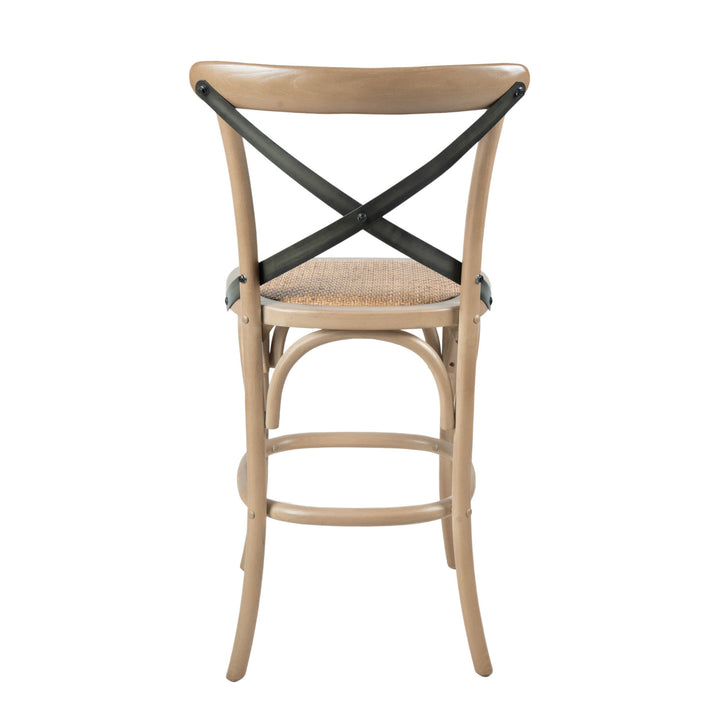 Cross Back Fixed Counter Stool - Sundried