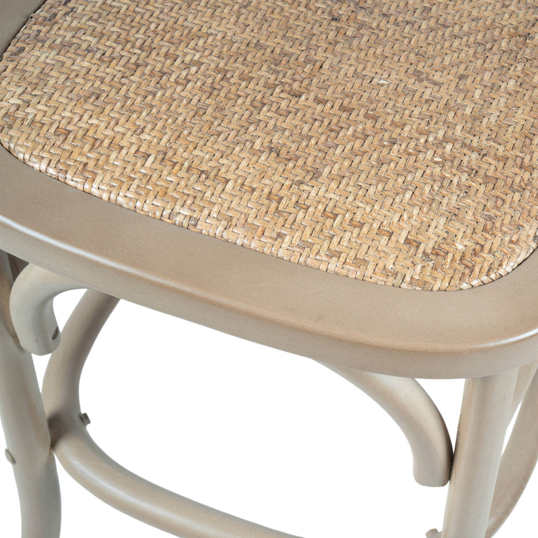 Cross Back Fixed Counter Stool - Sundried