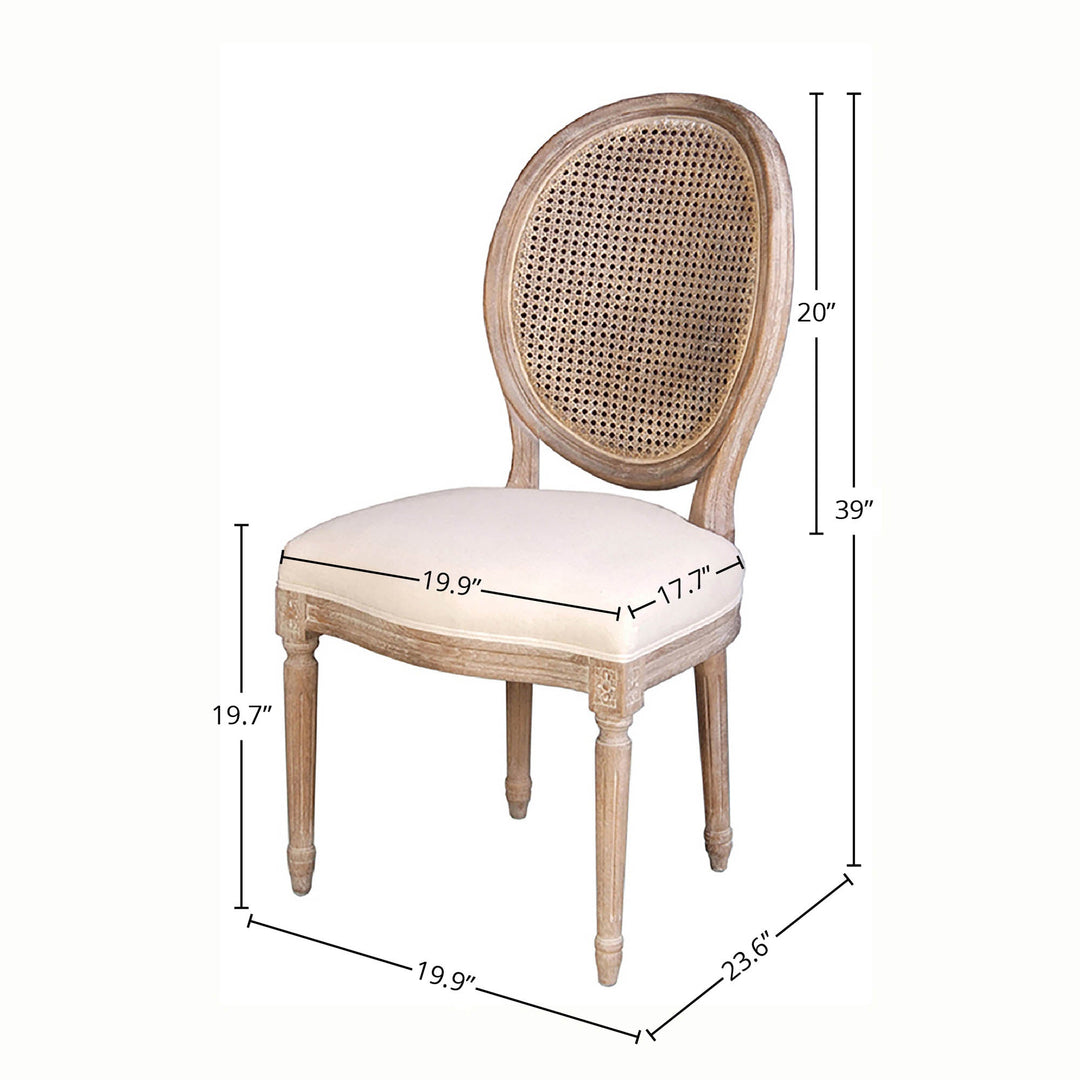Napoleon Dining Chair w/ Cane Back - Antique Linen