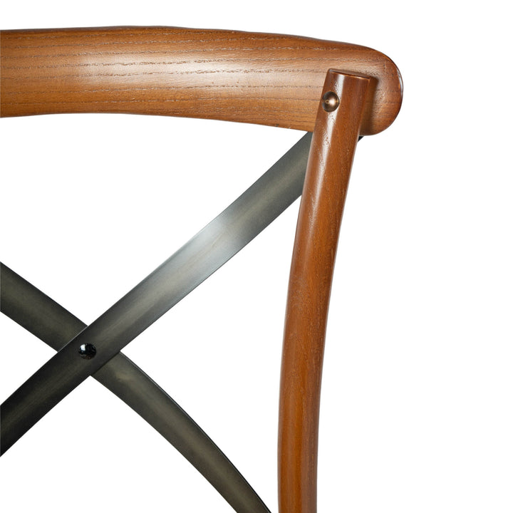 Cross Back Chair w/ Rattan Seat - Brown