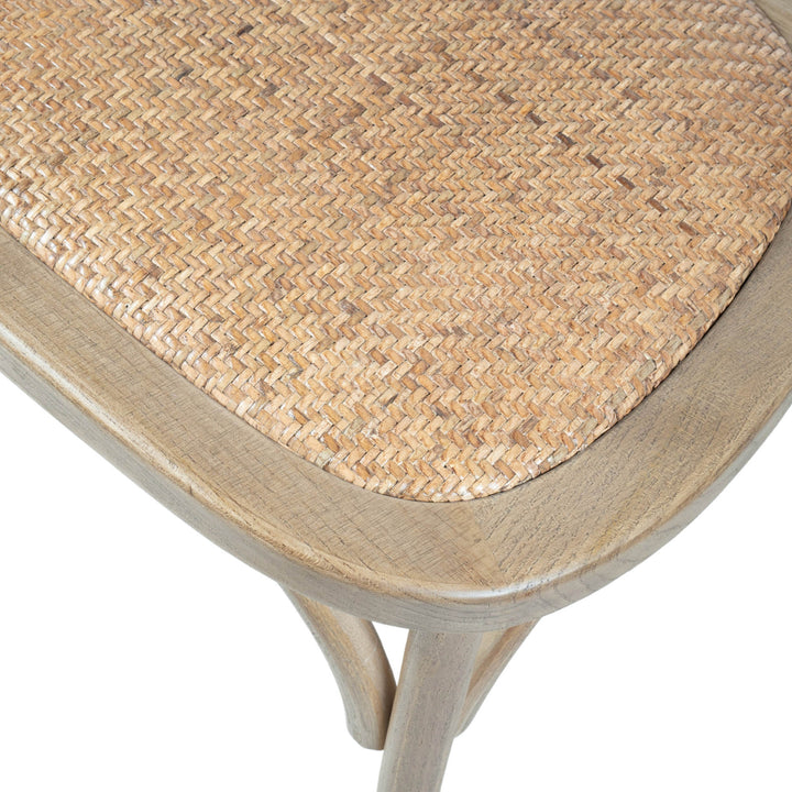 Cross Back Chair w/ Rattan Seat - Natural Rustic