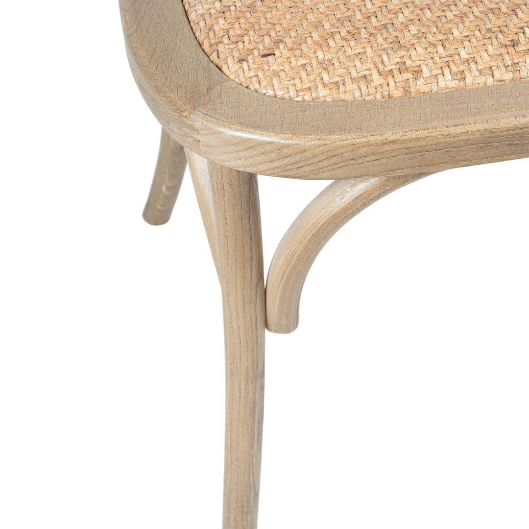 Cross Back Chair w/ Rattan Seat - Natural Rustic
