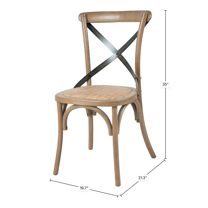 Cross Back Chair w/ Rattan Seat - Sundried