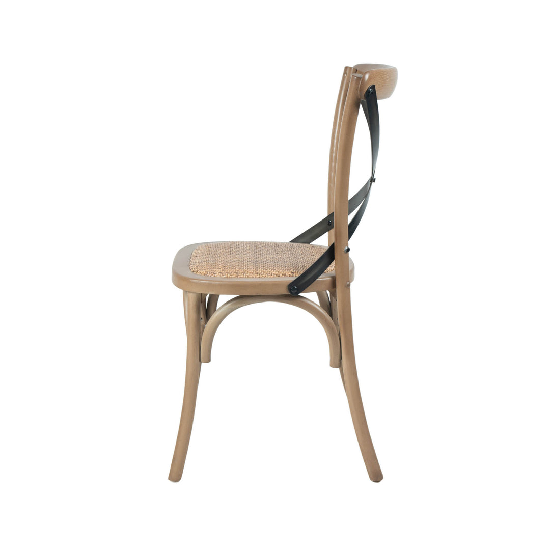 Cross Back Chair w/ Rattan Seat - Sundried